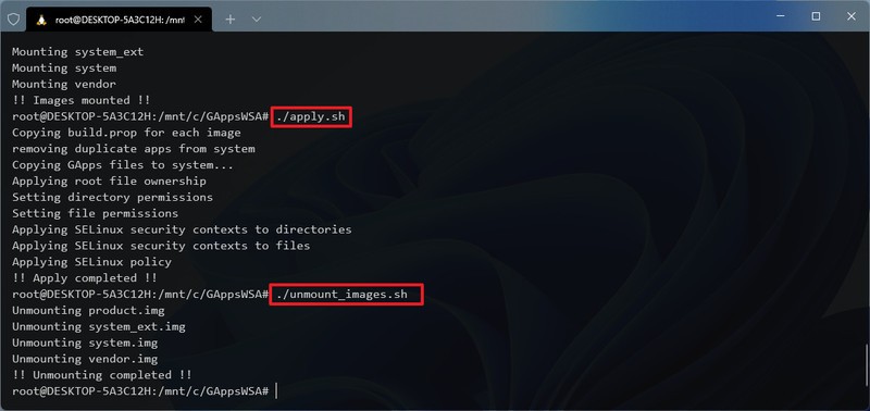 Execute Linux scripts to enable Play Store on Windows 11