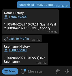 پیدا کردن تاریخچه نام و نام کاربری فرد مورد نظر در تلگرام