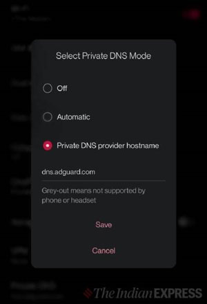 " Private DNS provider hostname" را انتخاب کنید