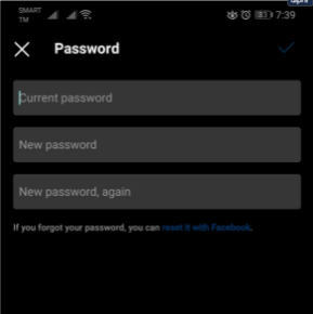 برای تغییر "Password" را از لیست انتخاب کنید.