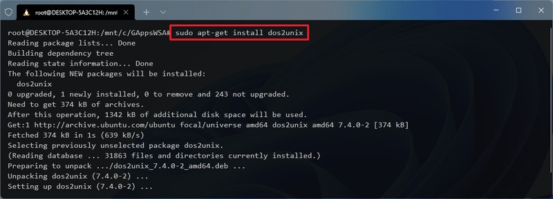WSL install Dos2unix