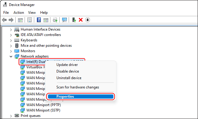 Go To Network Adapters In Device Manager And Open Your Network Adapters Properties