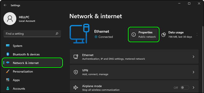 Go To Network And Internet Settings And Open Properties Of Network Connection