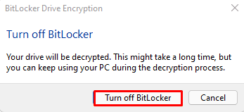 turn off bitlocker
