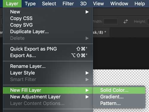 Layer > New fill layer > Solid color