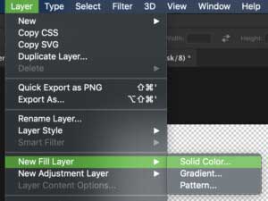 قسمتfile layer > Solid color Layer > New بروید.