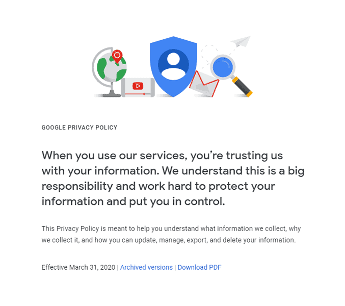 google privacy policy
