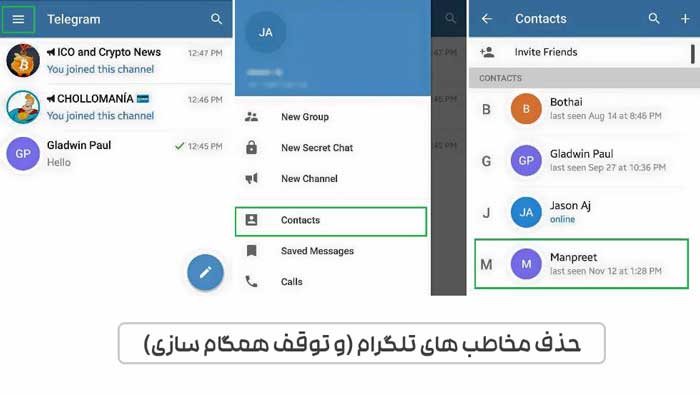 حذف مخاطب در تلگرام