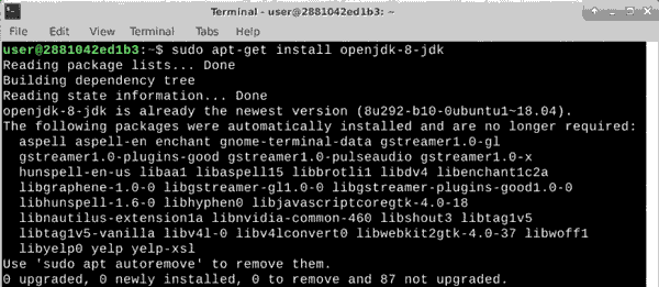 sudo apt-get install openjdk-8-jdk وارد کردن دستور