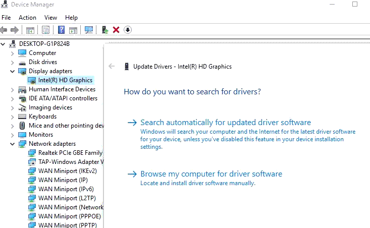 Search for updated driver software