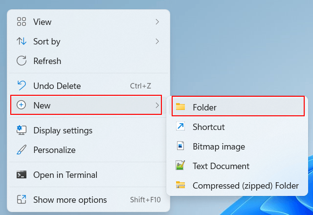Create a new folder in Windows