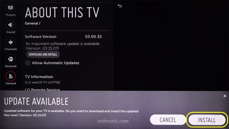 download and install lg tv software update