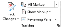 Track changes in the Ribbon in Word.