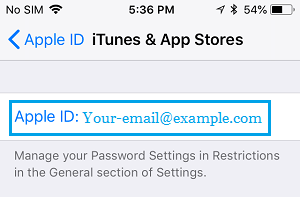 در صفحه بعدی ، روی Apple ID تان ضربه بزنید.
