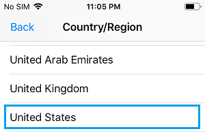 در صفحه Country / Region، کشور مورد نظرتان را انتخاب کنید.