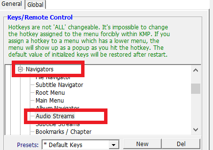 در منوی Open، گزینه Navigators را باز کرده و گزینه Audio Streams را انتخاب کنید.