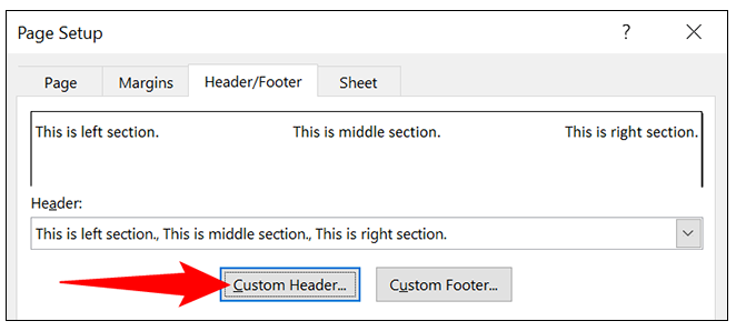 برای سفارشی کردن هدر روی Custom Header کلیک کنید. وقتی تغییرات مورد نظرتان را اعمال کردید OK را بزنید.