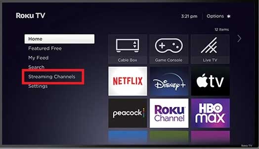 از طریق منوی روی صفحه ، گزینه Streaming Channels را انتخاب کنید.