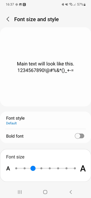 به قسمتِ Font size and style بروید