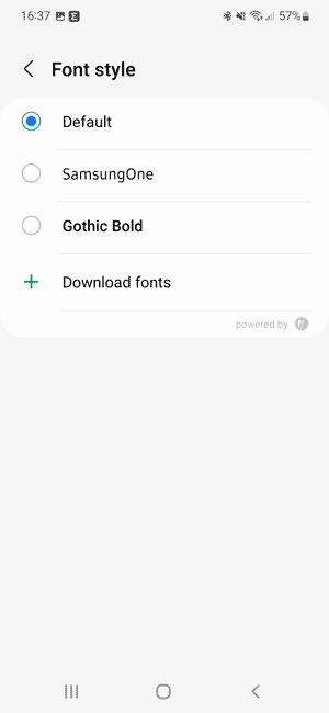 بر روی Font style کلیک کرده و یک فونت جدید برای گوشی تان انتخاب کنید