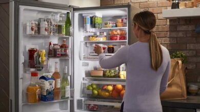 یخچال پر از میوه و سبزیجات و مواد غذایی