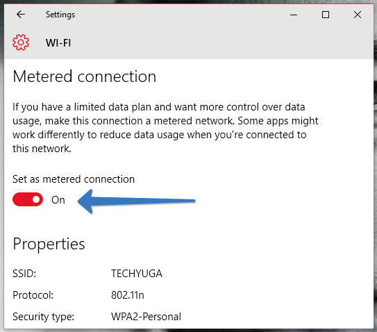 metered connection in windows 10