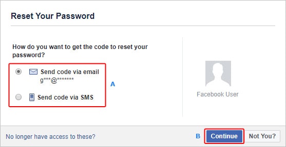 Reset Facebook password