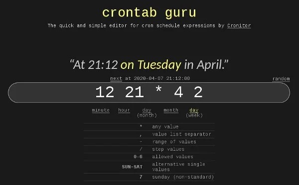 سایت Crontab Guru