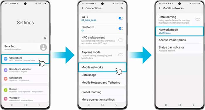 انتخاب دستی شبکه 4G یا 5G