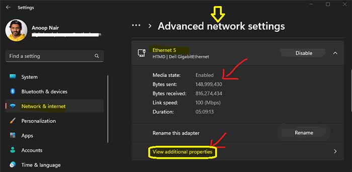دسترسی به تنظیمات کارت شبکه