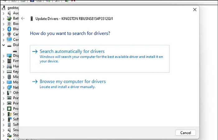 Search automatically for drivers