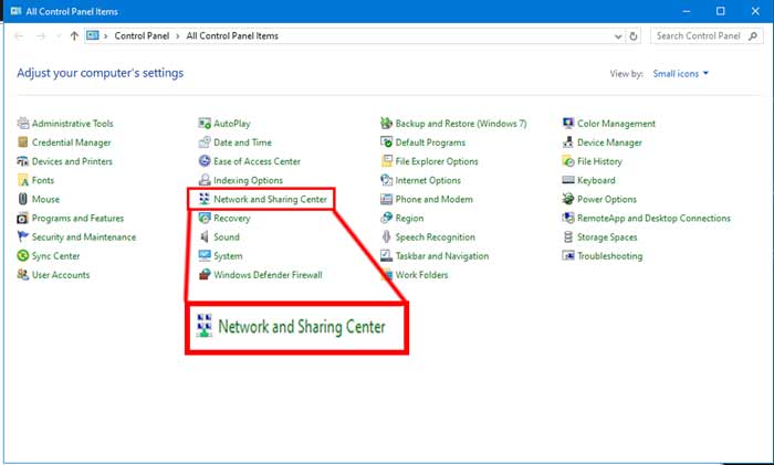 Network and Sharing Center