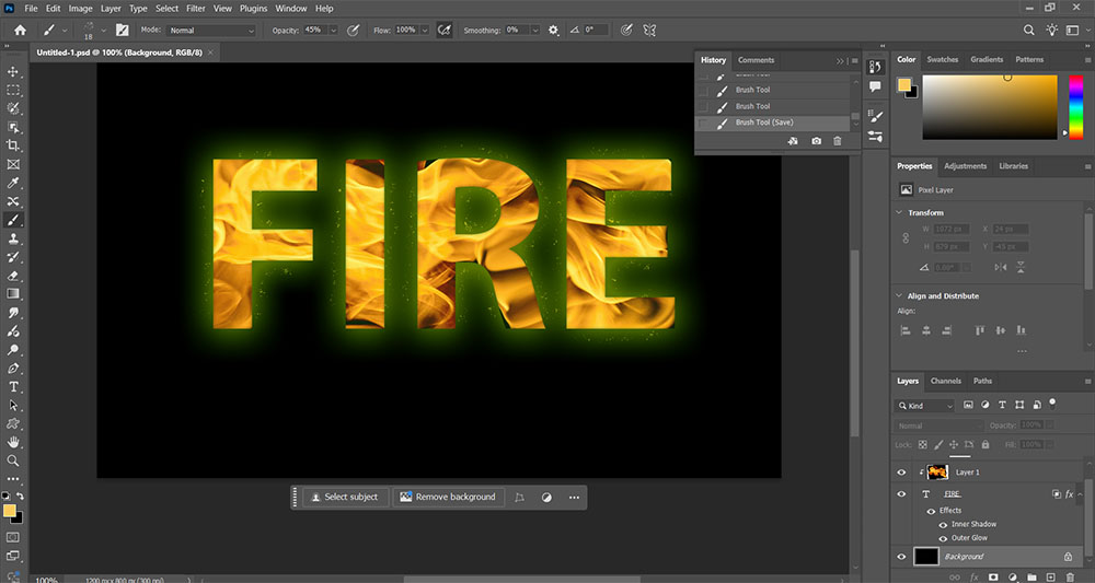 افکت حروف آتشین